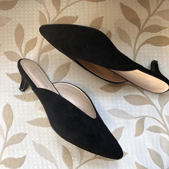 Liveloveglam_ Shoes - Women’s Pointy Toes Faux Suede Mules Shoes